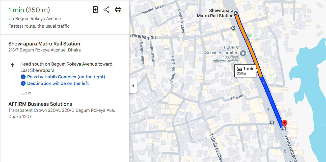 Shewrapara Metro Route